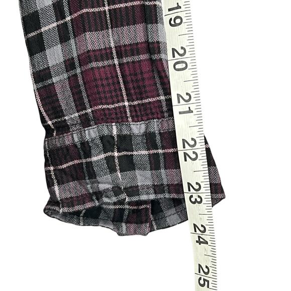 Torrid Camp Shirt Womens 1X Burgundy Gray Black Plaid Lace Button Up Soft Grunge - Picture 12 of 16